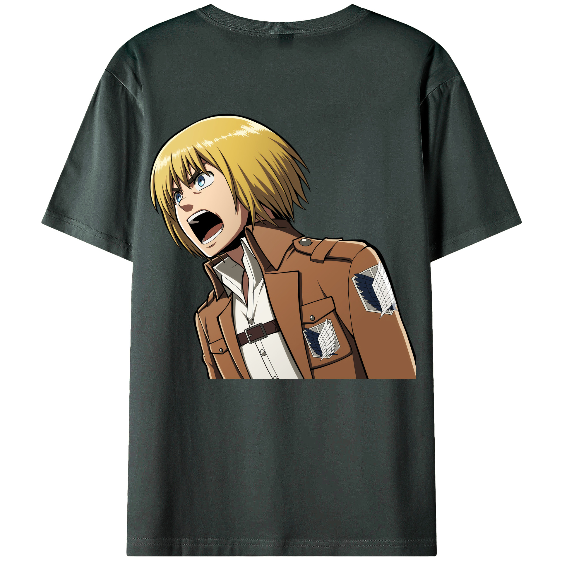 （画像用） 進撃の巨人 アルミン·アルレルト Attack on Titan Armin Arlert 綿100％ メンズ半袖Tシャツ（バックプリント） 通気性